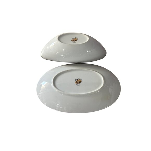 Sango Fine China Pallas Pattern Gravy Boat With Underplate Silver Rim Dinnerware - Picture 2 of 5